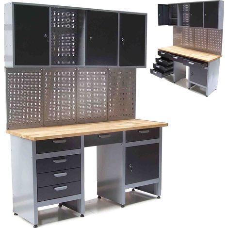 Werkstatt Combi-Set Werkbank 06276 Werkzeugschrank + Werkzeugwand 06278 Lochwand (1/5)