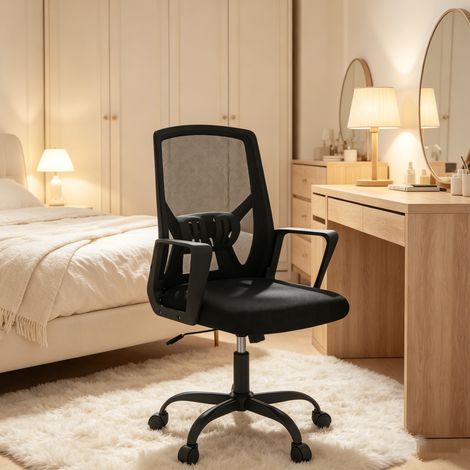Chaise de bureau moderne avec dossier rabattable – fauteuil ergonomique réglable, siège pivotant à roulettes pour bureau, télétravail et home office (1/4)