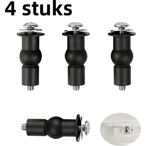 Boulon De Fixation Pour Abattant De Toilette - Vis D Expansion En Caoutchouc - Kit 4 Pièces - Noir (1/5)
