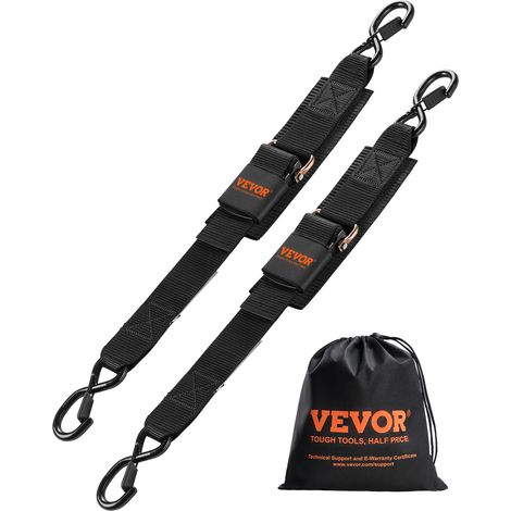 VEVOR Cinghie a Cricchetto Retrattili, 5,08 x 60,96 cm con Ganci di Sicurezza a S, 2 Pezzi Cinghie di Fissaggio a Cricchetto con Resistenza Rottura 680,4 kg, per Rimorchi, Veicoli, Barche