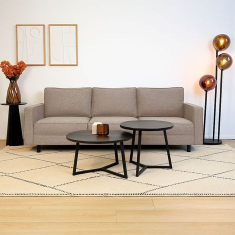 3-Sitzer Sofa Kale Leinenstoff Taupe - bequeme Kissen (1/5)