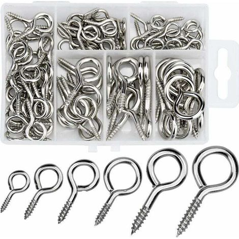 100 Pcs Piton à Visser, 2 4 5 6 8 10 Crochet à Visser en Métal Boulons Crochet Nickelé,de DEBUNS (1/5)
