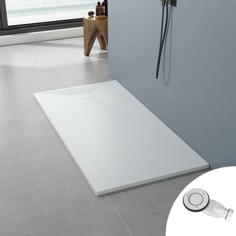 AQUABATOS Duschwanne 160 x 80 x 2,6 cm,Duschtasse Flach SMC inkl.Ablaufgarnitur,Antirutsch,Schneidbaren Design