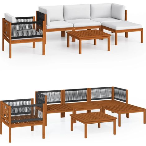 Maison Exclusive - 6-tlg. Garten-Lounge-Set mit Kissen Cremefarbe