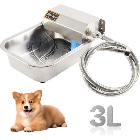 Abreuvoir Automatique en Acier Inoxydable, Abreuvoir 3L avec tuyau d'eau de 1m, pour Chevaux, Bovins, Moutons, Chiens, Poules (1/5)