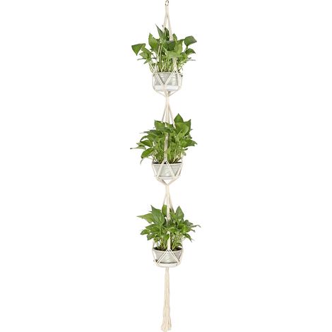 Suspension panier en corde pour plantes d'intérieur, pot à fleurs suspendu, design aérien idéal pour déco murale, lot de 1.
