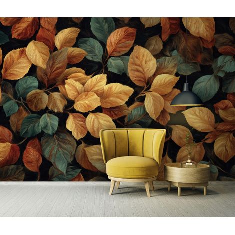 Fototapete Blätter Natur Herbst, für Wohnzimmer und Schlafzimmer, 150 x 105 cm – Komplettset inkl. Kleister & Anleitung (1/5)