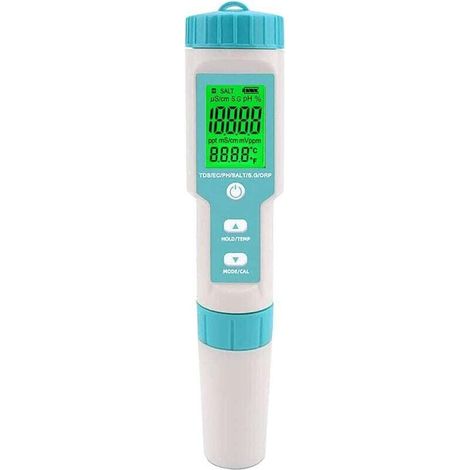 Testeur de salinité de piscine Compteur de pH et de salinité d'eau salée Numérique 5 en 1 Testeur de pH et de salinité de piscine Compteur de salinité pour piscine, bain à remous et spa de nage (1/3)