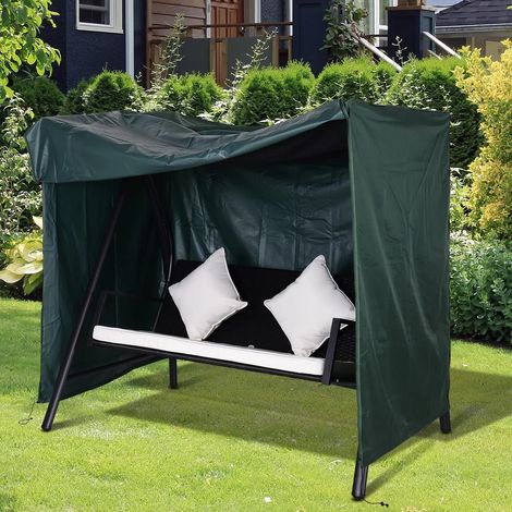 Funda protectora para balancín de jardín 177 x 114 x 152 cm impermeable verde oscuro DESVIAE (1/5)