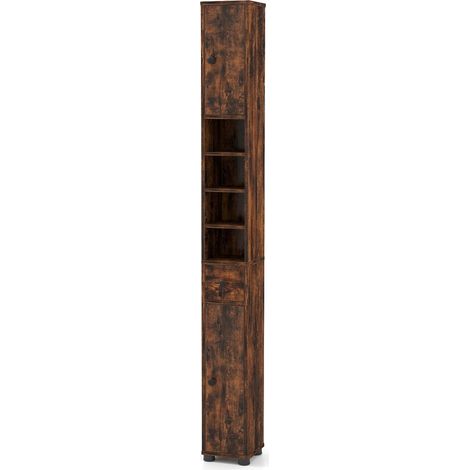 Mobiletto contenitore sottile 20 x 20 x 180 cm con ripiani regolabili per piccoli spazi stile moderno MDF marrone 200015571