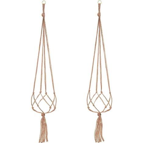 Lot de 2 suspensions pour plantes en macramé, pots suspendus, pour suspensions florales (1/5)