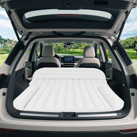 Matelas Gonflable Suv pour Camping en Voiture Lit de Voyage Épais avec Pompe à Air Flocage Double Face et Sac de Transport Blanc (1/2)