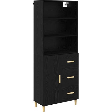 Maison Exclusive - Aparador alto con cajón Roble Negro 69,5 x 32,