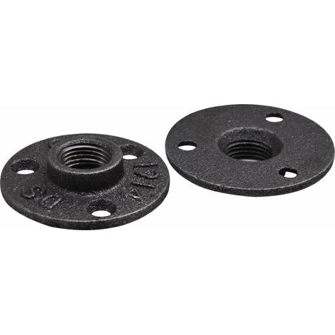 royaluxe - 4pcs Bride de Plancher 65mm Fonte Bride Filetée Noir Brides de Tuyauterie Raccord Fileté 3 Trous avec Vis pour Industrielle Meubles Bricolage Decor Montage Support Mural Vintage 1/2 '', (1/5)