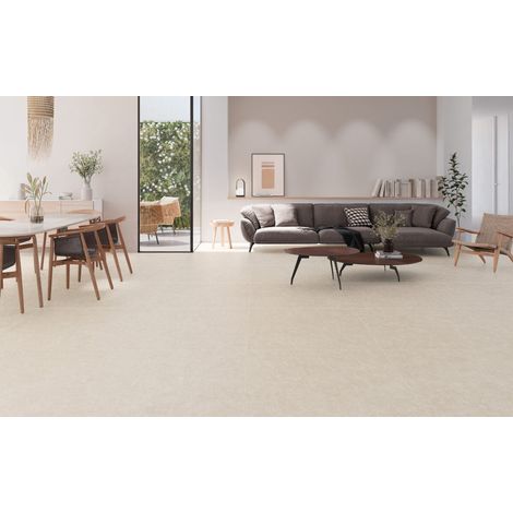 Nîmes – Baldosa porcelánica efecto travertino · interior y exterior - Hueso - 60x120 cm Relieve - Palet completo (1/5)