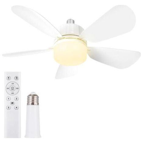50-cm-Steckdosenventilator mit E27-Sockel, LED-Licht-Steckdosenventilator für Bad, Küche, Schlafzimmer und Garage, 1 Stück (1/5)