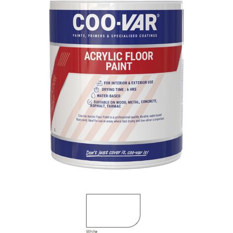 CooVar Acrylic Floor Paint - White - 1 Litre