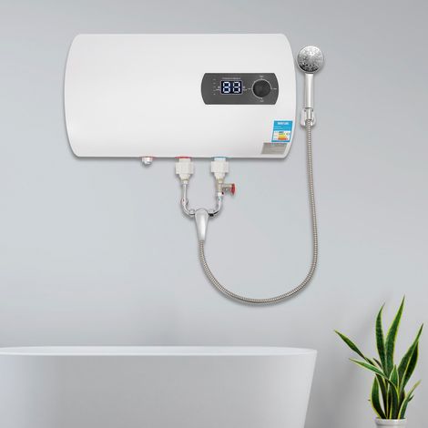 Elektrospeicher Warmwasserspeicher 220V Durchlauferhitzer Boiler Warmwasserbereiter mit Duscheinheit und Schlauch (Weiß, 30L) (1/5)