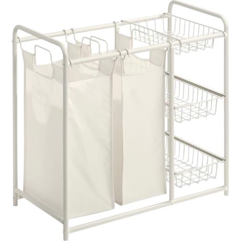 Panier à linge 2 bacs " Linea" 78cm Beige