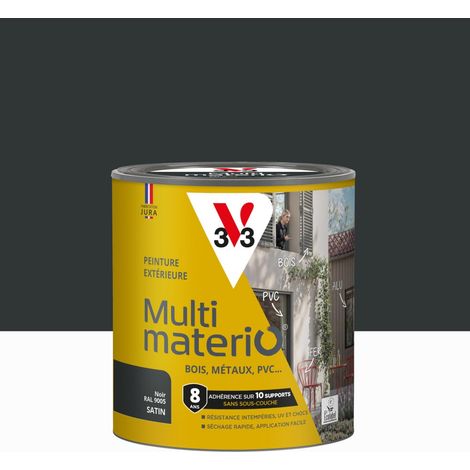 V33 Peinture extérieure bois, fer, plastique V33 noir satiné 0.5l