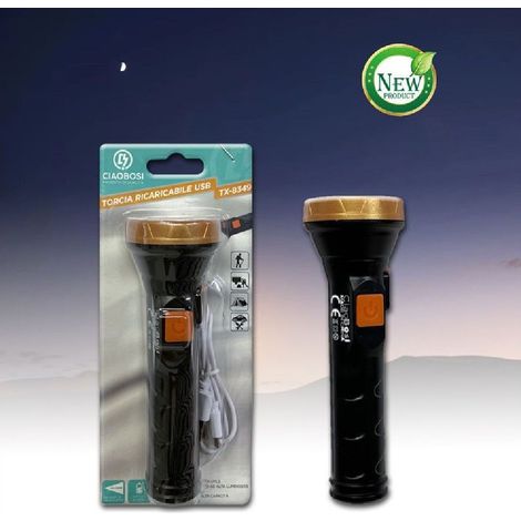 Trade Shop - USB WIEDERAUFLADBARE LED-TASCHENLAMPE FÜR WANDERN UND CAMPING TX-8349 - (1/3)