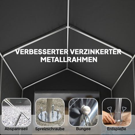 Abri extérieur 2,3 x 1,9 m, cabanon imperméable avec barre de rangement, fermeture éclair, aération, toit à double pente, gris anthracite (1/4)