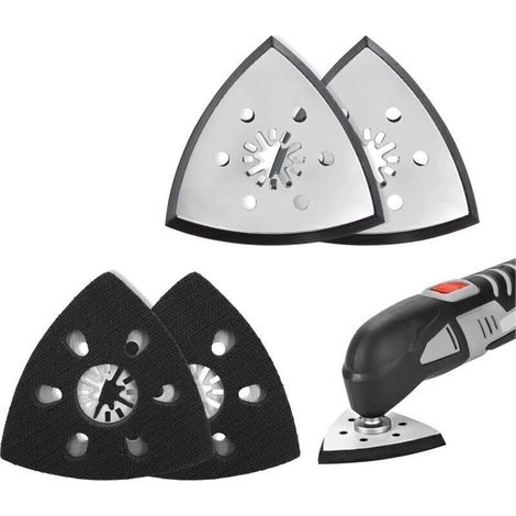 Debuns – pack di 4 pad levigatrice triangolare 93mm – Compatibile con multitool – Per la levigatura di legno, metallo e plastica (1/5)