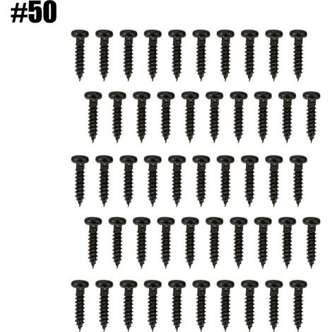 50 vis de montage chromées pour mécaniques de guitare, chevilles d'accordage et tuners (noir) - Lot de 50 pièces (1/5)
