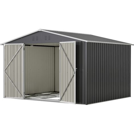 Casetta da giardino in metallo 300 x 252 x 191 cm con tetto a due falde, antracite, HOMVRA (1/5)