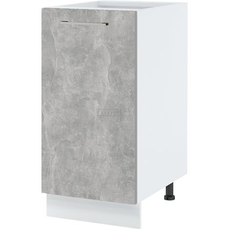 Meuble bas de cuisine Bellissi Beton Naturel 1 porte L 40 cm - Porte avec poignée apparente Grey (1/5)