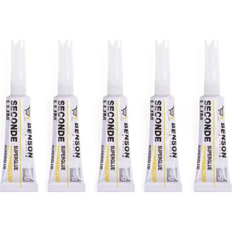 Lot de 5 tubes de colle seconde - Colle cyanoacrylate à séchage rapide - Colle forte pour réparations et bricolage - Multi-usages (1/2)