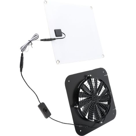 Kit extracteur d'air solaire 10W 13,5 pouces avec panneau photovoltaïque pour serre poulailler niche chien caravane (1/5)