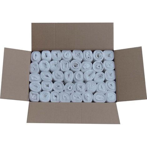 40 Rollen im Karton á 50 Abfallbeutel (2000 Stück), 20 Liter, absolut robust und stabil, 450x540mm, Stärke 8 my, Farbe transparent (1/2)