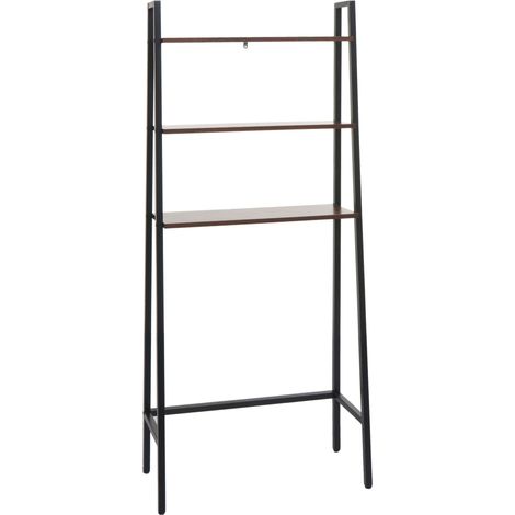 Estantería de pie HHG-696, Estantería de baño Estantería para lavadora Estantería escalera, Industrial Metal Madera 155x64x25cm, marrón