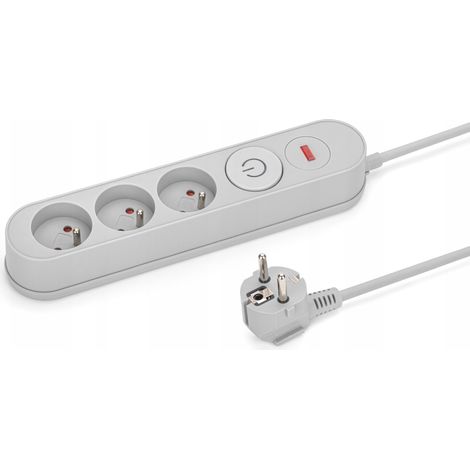 Montis MT137-3 Mehrfachsteckdosenleiste mit 3 Steckdosen, 3 m Kabel, grau (1/5)