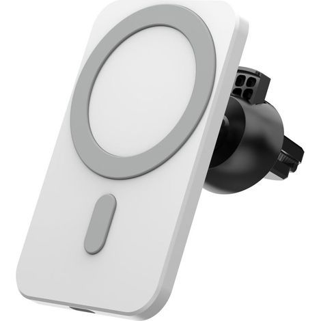 AIDUCHO Chargeur Induction Voiture Magsafe,Compatible Avec Iphone 13/13pro/13mini/13 Pro Max/12/12 Pro/12 Mini/12 Pro Max, Chargeur Sans Fil Voiture Rapide, Support Téléphone Voiture Magnétique, Blanc (1/5)