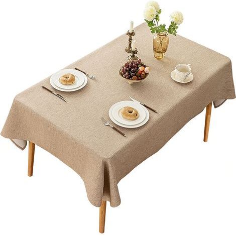 120x120cm Khaki Tablecloth - Waterproof and stain-resistant microfiber tablecloth, suitable for both indoor and outdoor use, perfect for parties and everyday occasions. (1/5)