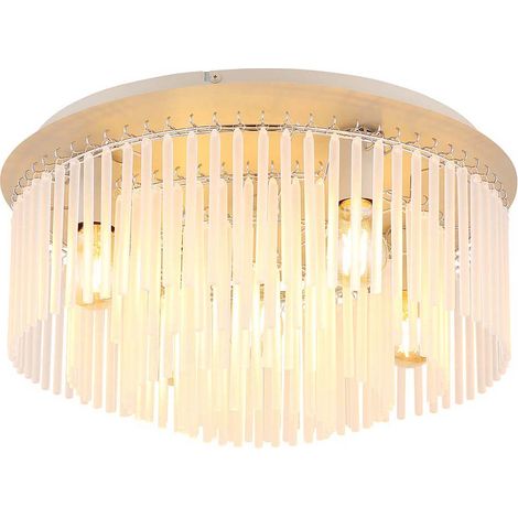 Deckenleuchte Deckenlampe Metall sandfarben matt Glasstäbe satiniert D 50 cm