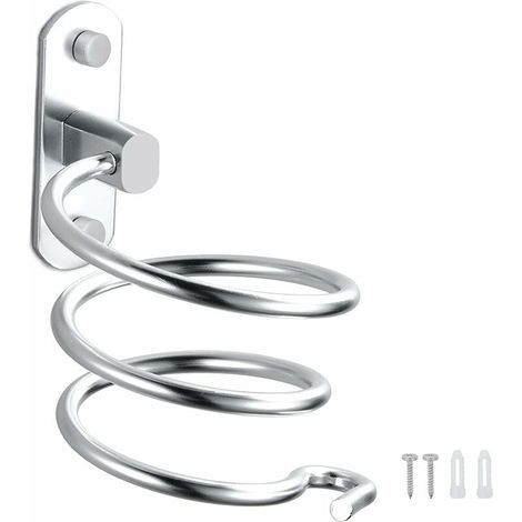 Haartrocknerhalter, Wandhalterung aus Aluminium, Haartrocknerhalter, Kabelhalter für Küche, Badezimmer, Badezimmerzubehör (Silber)