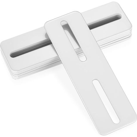 6 Pcs Plaques Perforées, Equerre Metal Perforées, Platine Plaques d'Assemblage Perforée Plates, Plaque Metal Plaque Perforée avec 2 Fentes, Connecteur de Réparation de bois, Blanc/130x40 mm (1/5)