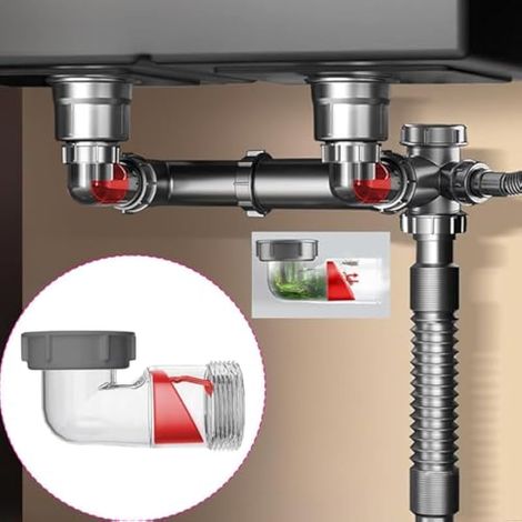 Siphon D'évier, Clapet Anti-Retour Visible pour éviers, Remplacement pour Raccords de Vidange des Systèmes D'évacuation des Déchets des Maison, 40 Tubes (1/5)