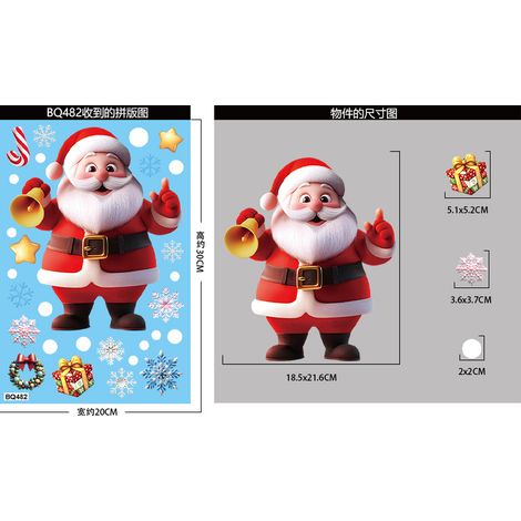 Nouveaux autocollants de Noël, flocons de neige 3D, bonhommes de neige, stickers pour fenêtres, sapins du Père Noël, cadeaux, autocollants statiques en PVC pour vitres