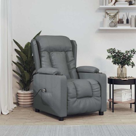 vidaXL Sillón reclinable eléctrico de cuero sintético gris (1/5)