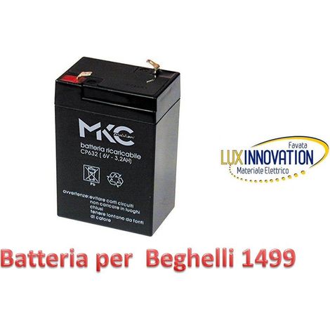 BATTERIA PER LAMPADA EMERGENZA BEGHELLI 1499