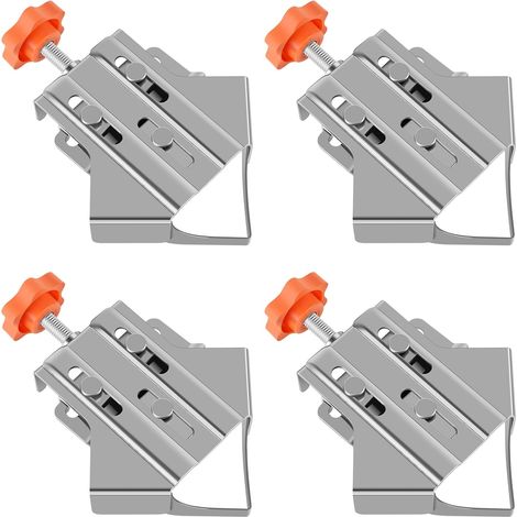 Lot de 4 pinces d'angle épaisses en acier inoxydable – Ouverture/fermeture de précision – Pinces à angle droit (fermées) pour le travail du bois/divers projets de design d'intérieur (1/2)