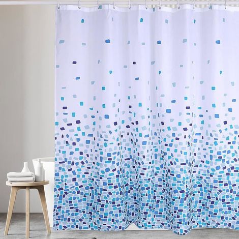 Duschvorhang, schimmelresistent, blau-mosaik  180x180 cm  100 % Polyester