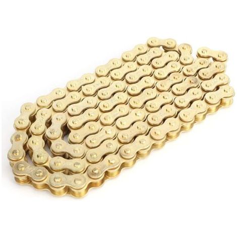 BUNTHAUS Chaîne de moto couleur or avec boucle, 48 maillons externes, chaîne de transmission 420 de remplacement pour quads, motos tout-terrain et karts 50, 110 et 125 cm3. (1/5)