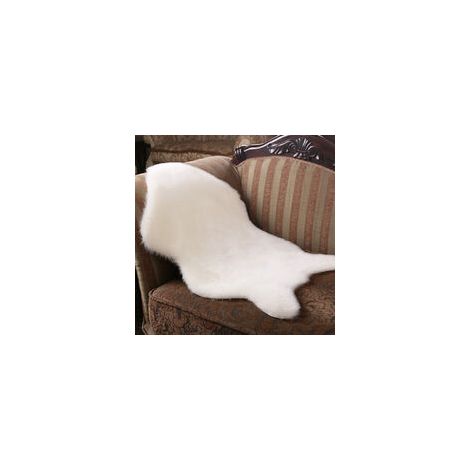 Super Soft Washable Brillant Imitation Laine Tapis Chaises Etage Chambre Furry Tapis Salon Couverture Artificielle Coussin En Peau De Mouton, Blanc (1/2)