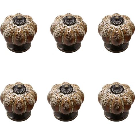Juego de 6 tiradores de cajón de cerámica esmaltada estilo europeo con forma de calabaza (Leopardo blanco) (1/5)