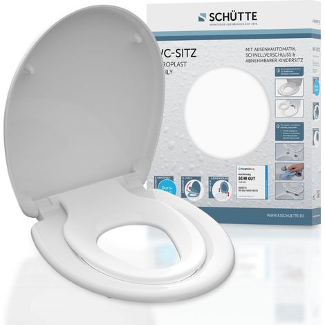 SCHÜTTE FAMILY WHITE Duroplast, sedile WC con abbassamento automatico e chiusura rapida, occhialini con seggiolino rimovibile, carico massimo bianco (1/5)